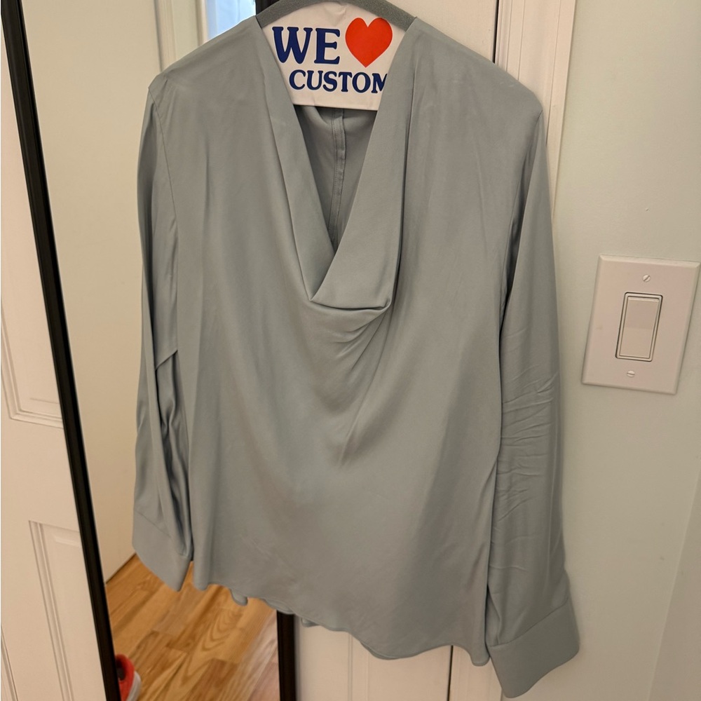 Vince Light Gray Draped Blouse